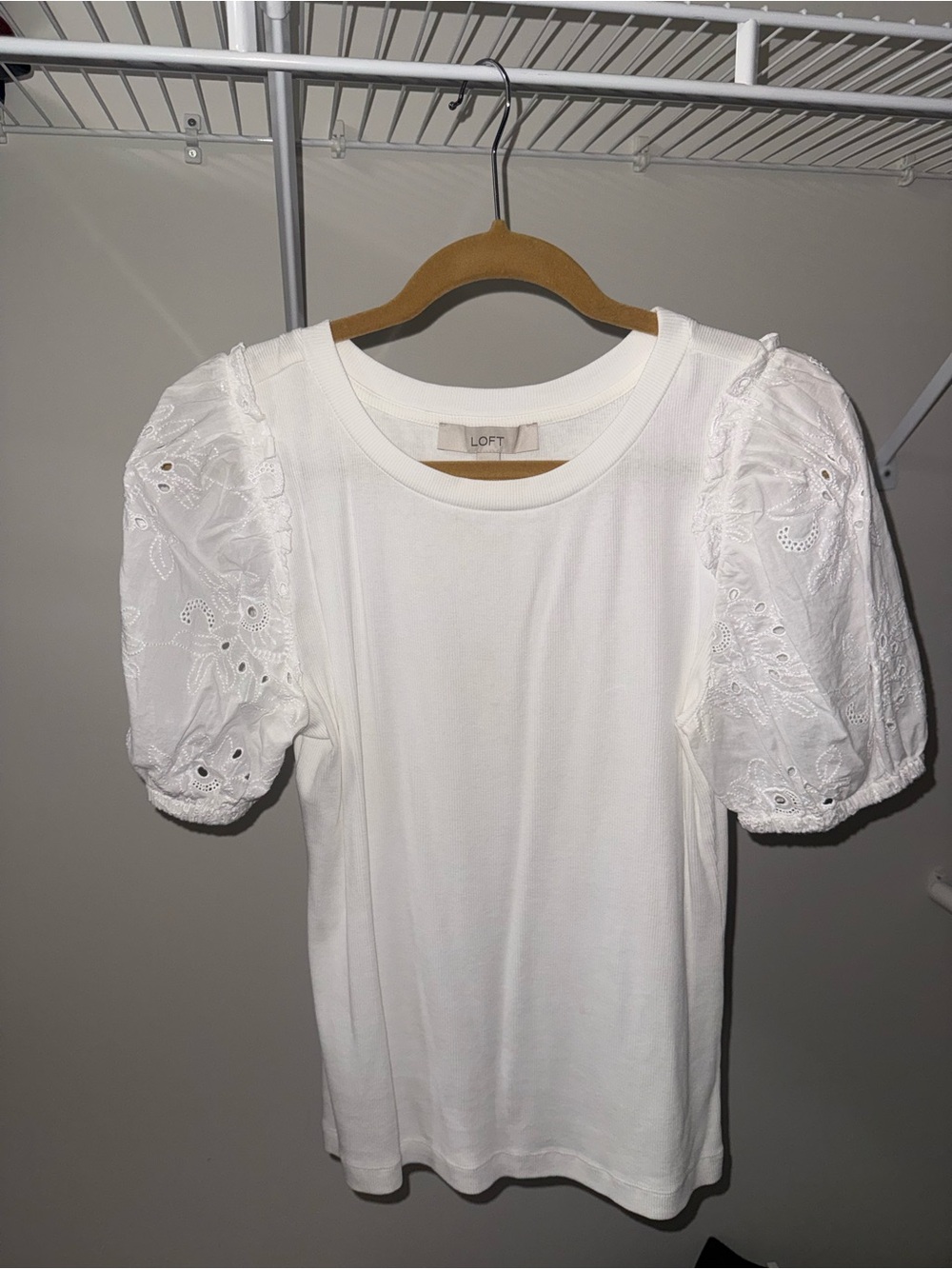 LOFT Light Blue Ruffled Ribbed Tank Top - Picture 5 of 6